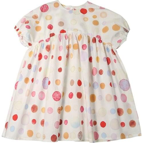 Children Girls Summer Dot Print One piece Dress Big Girls Loose Cotton Casual Dress 2021 New Teenage Girls Clothes