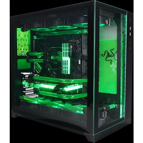 LIANLI Lianli Bauhaus O11XL Razer ROG Black and White Large Side Penetration Split Water-cooled Computer Case