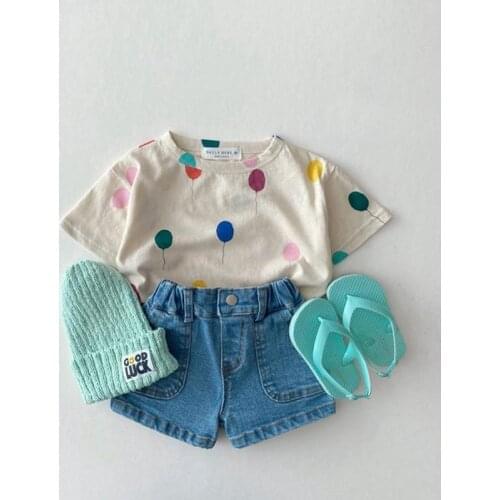 Korean Kids Balloon Short Sleeve T-shirt Toddler Baby Boy Girl Summer Fashion Loose Cotton Tops T-shirts Childrens Clothing