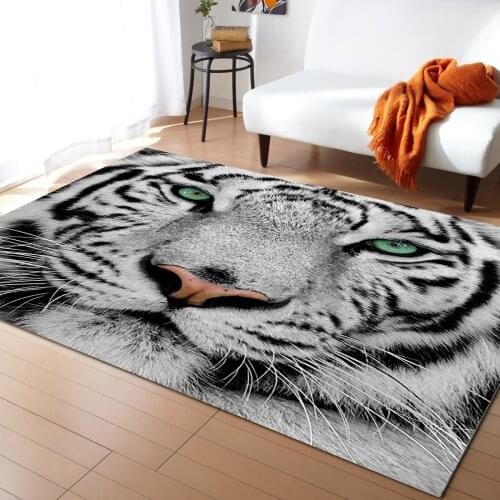 Green Eyes White Tiger Face Pattern Carpets for Living Room Bedroom Area Rug Kids Room Play Mat 3D Printed Home Large Carpet