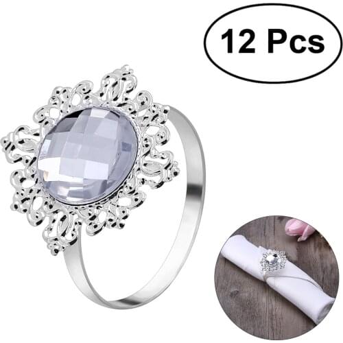 12pcs Acrylic Napkin Rings Napkin Holders Wedding Banquet Dinner Decoration (Rosy)