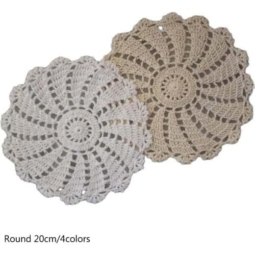 HOT round lace cotton table place mat crochet coffee dish placemat pad Christmas drink coaster cup mug tea dining doily kitchen