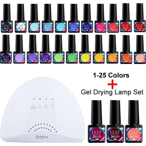 Nail polish glue dryer lamp kit LED UV portable 45s/60s timer nail phototherapy lamp with nail polish gel 25 colors/set top Gel