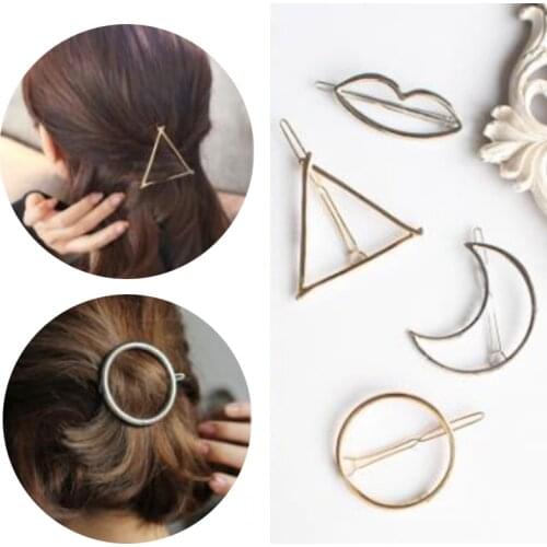 Metal Hairpins Geometric Circle Shape Headwear Barrettes Girls Hair Clip Pin Hair Clip AccessoriesWedding Women
