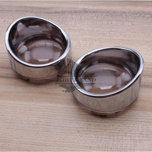 Motorcycle Visor-Style Turn Signal Bezels Chrome+SmokeLens for Harley Dyna Softail Sportster FLHX Street Glide