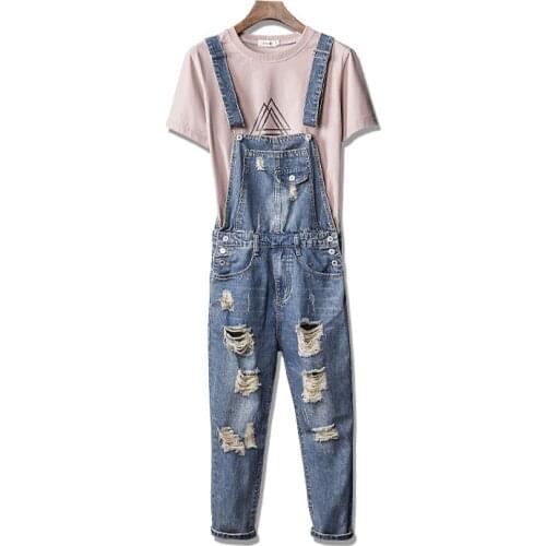 New Mens Blue Denim Bib Overalls Ankle Pants Slim Casual Fashion Pocket Jumpsuits Ripped Jeans For Man Plus Size S-3XL 4XL 5XL