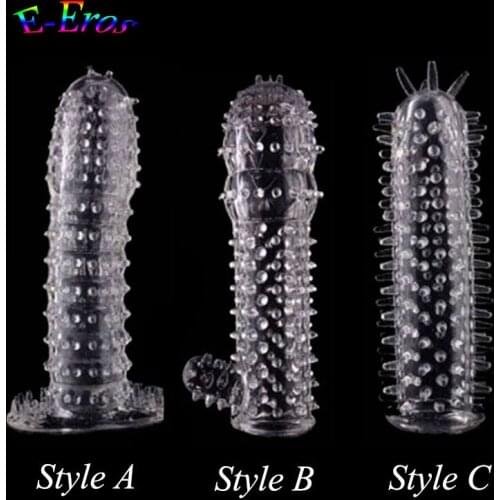 ORISSI Penis Sleeve Delay Time Crystal Reusable Condom Penis Extension Cock Rings Man Sex Toys Sex Product