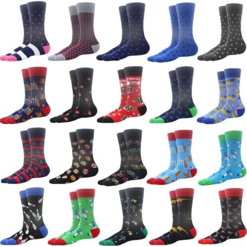 1 Pair Men Socks Funny Novelty Socks Dots Dog Letter Bicycle Basketball Bowling Billiards Casual Harajuku Skateboard Socks