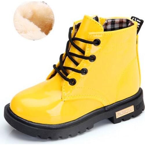 2019 New PU Leather Waterproof Kids Sport Boots Baby Snow Boots Girls Boys Rubber Boots Winter Children Shoes Fashion Sneakers
