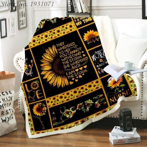 Sunflower Express Love Blanket 3D Print Sherpa Blanket on Bed Home Textiles Dreamlike Gift Blanket 05