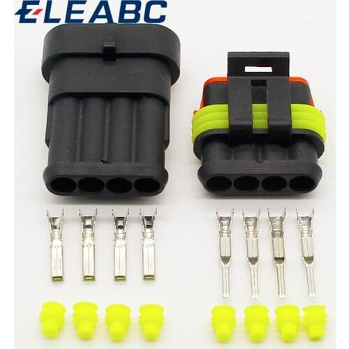 Wholesale 5 Sets NEW Car Auto 4 Pin Way Sealed Waterproof Electrical Wire Connector Plug Set