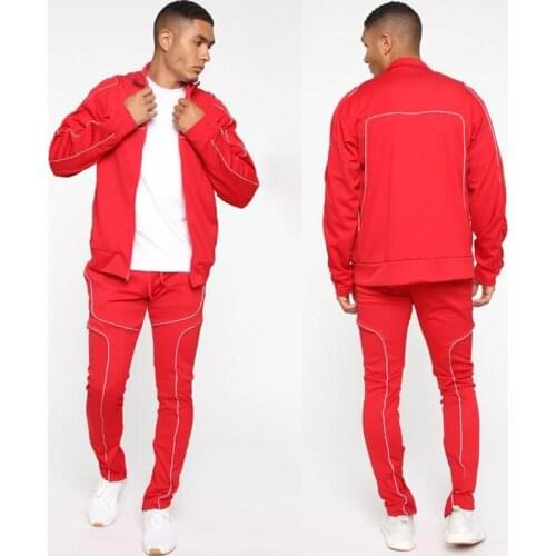 2021 Bad Juvenile Reflective Sports Training Suit Mens Fashion Slim Two-piece Suit