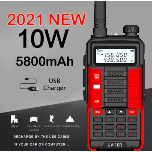 2021 Baofeng New Professional Red Walkie Talkie UV 10R 30km 128 Channels VHF UHF Dual Band Two Way CB Ham Radio Baofeng UV-10R