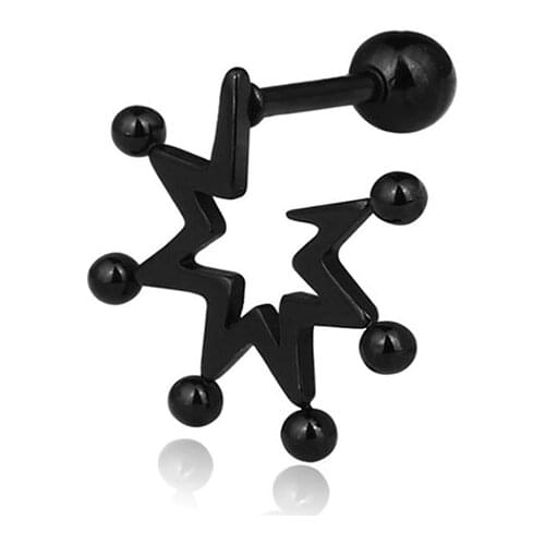 1Piece Simple Open Stars Studs Earring Piercing Black Spike Stainless Steel Earrings For Men Women Gift Jewelry