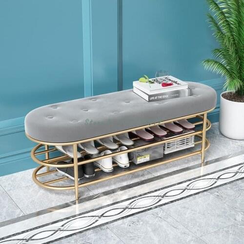 Nordic light luxury porch, shoe changing stool, shoe cabinet, one-in-one household door, door to door, soft bag cushion, shoe ra