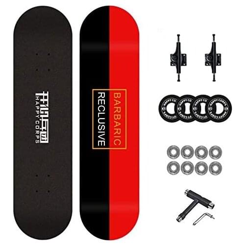 Skateboard 31 X7.8 Inch Double Kick Concave Surface ABEC-9 Bearing High-Speed Silent Skateboards for Youth Beginner Gift