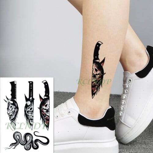 Waterproof Temporary Tattoo Sticker devil monster knife and snake Fake Tatto Flash Tatoo big size tattoos for Women Men