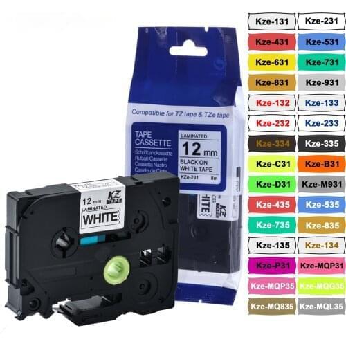 TZ Tape Compatible with Brother Label Printer TZ-231 221 131 Laminated Adhesive 631 335 P Touch black on white 431 531 9mm 12mm