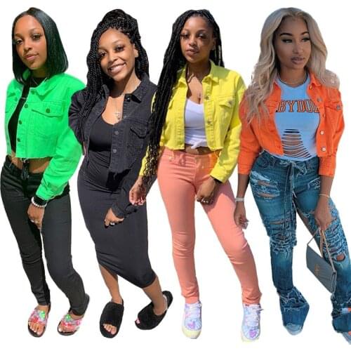 Echoine Women Autumn Winter Solid crop jacket Female Fashion Casual Turn-down Collar Thick Warm Short Party club Denim Coats