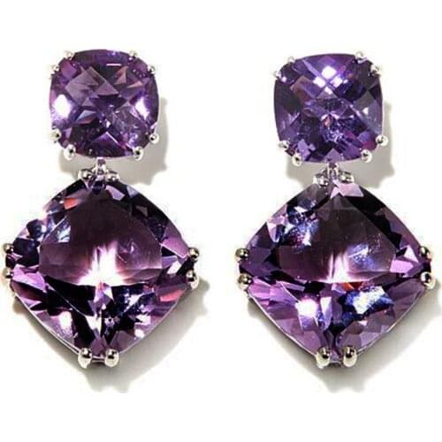 Unique Purple CZ Women Dangle Earring for Party Personality Female Accessories Anniversary Valentines Day Gift Trendy Jewelry
