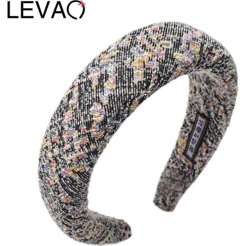 LEVAO Women Autumn And Winter Pearl Spike Nail Sponge Padded Headband Bezel Turban Girls Hair Hoop Hair Accessories Hairbands