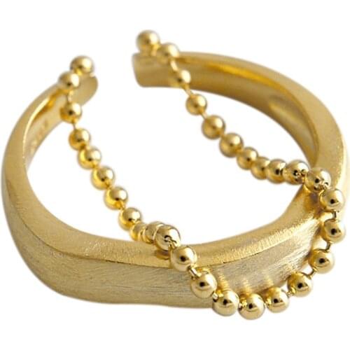 Geometry Ring Round Bead Chain Designer Sterling Silver 925 Double Layer Gift For Womens Gold 2021 Trend Accessories Jewellery