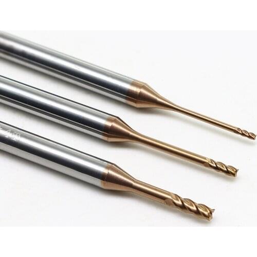 0.2/0.3/0.4/0.5MM HRC60 2/4Flutes solid carbide Long neck Flat End Mills tungsten steel end mills cutters Milling cutting tools