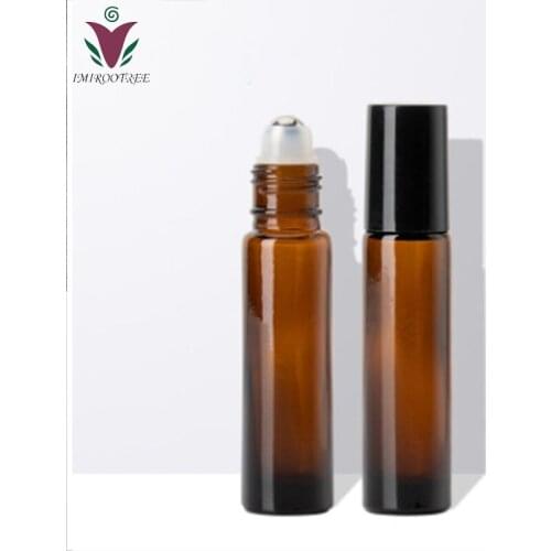 10pcs/lot 10ml Roll On Glass Essential Oil Bottles with Black Caps