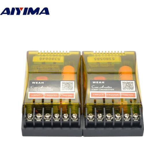 AIYIMA 2Pcs 2 Way Car Professional Stereo Audio Frequency Divider Stereo Woofer Loudspeaker Speaker Crossover Filter