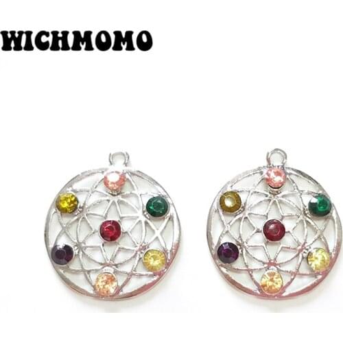 2pcs 37MM Zinc Alloy Round Hollow Out Rhinestones Charm Pendants for DIY Earrings Necklace Jewelry Accessories