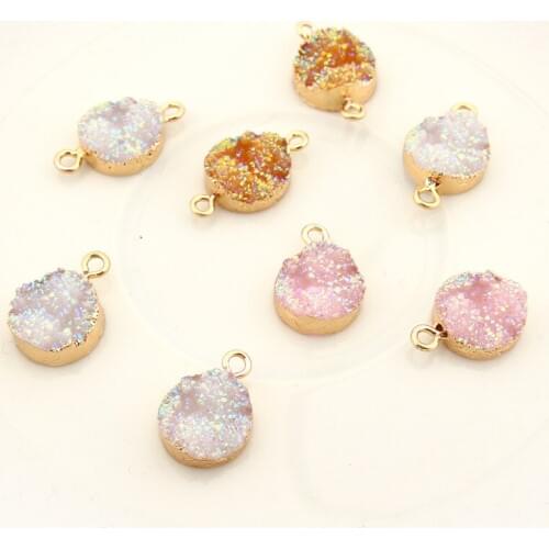 2pcs Round Irregular Resin Bracelet Connector Charms Diy Jewelry Findings For Women Handmade Necklace Eardrops Accessories F132