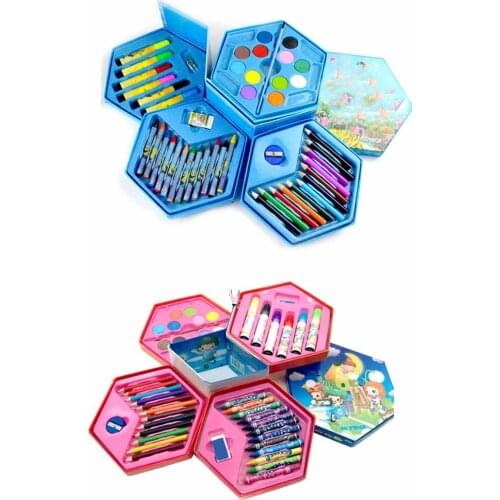 46 Pcs Painting Pencil Water Colored Marker Pen Crayon Oil Pastel Sketching Paint Brush Children Kids Drawing Tool Supplies