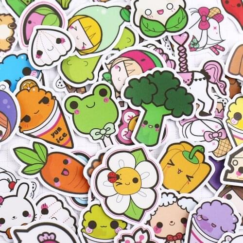51pcs Cute Vegetable flower collection stickers DIY Laptop Kids Waterproof DIY Decals Sticker for Fridge Suitcase Stationery