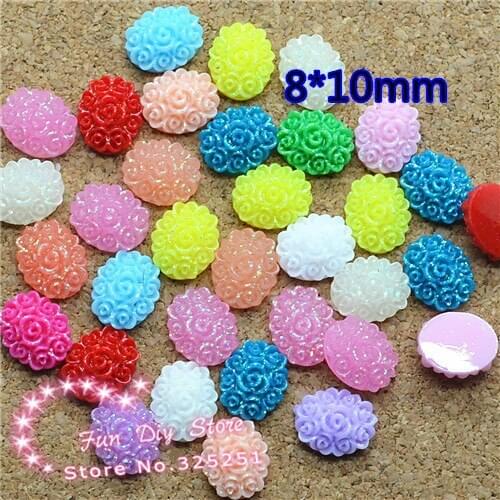 8*10mm 100pcs/lot resin muticolor oval mix color flat back cabochon decoration free shipping