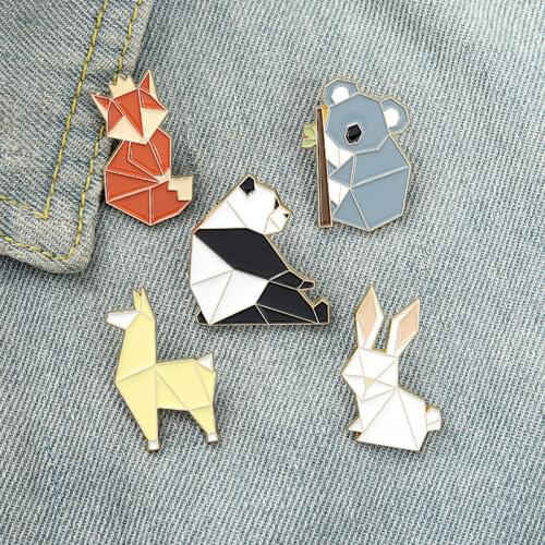 Cute Geometric Animal Pins Brooches Lovely Trendy Creative Colorful Animal Anime Enamel Pin Brooch Pin Fashion Jewelry Gifts
