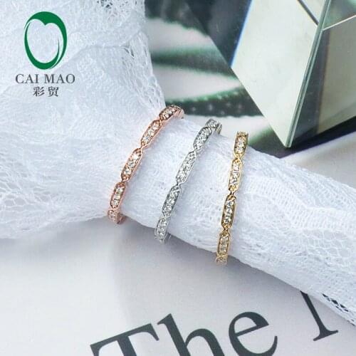 CaiMao Full Eternity 0.17ctw Natural Brilliant Cut Diamonds 14kt Gold Engagement Wedding Ring for women