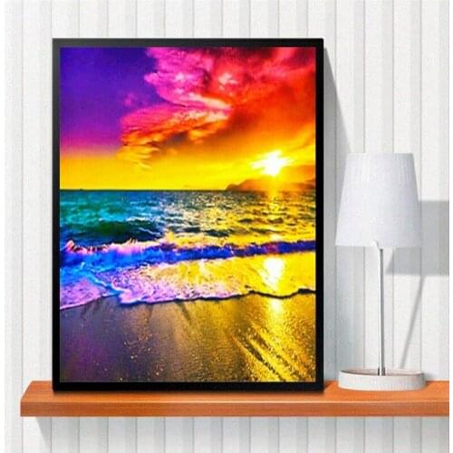 DIY Diamond Embroidery Sunset Full Drill Round/Square 5D Diamond Painting Landscape Seaside Cross Stitch Mosaic Home Decor Gift