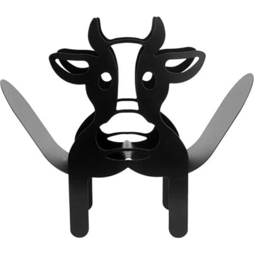 Home Iron Roll Paper Towel Holder Black Flower/Cows Crafts Bathroom Rack Ornaments Toilet Roll Holder Kitchen Bathroom