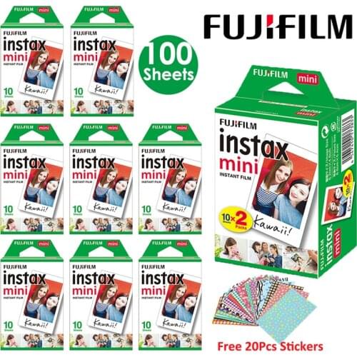 Fujifilm Instax Mini Film White 10 20 40 60 80 100 Sheets For FUJI Instant Photo Camera Mini 9 Mini 11 8 7s 70 + Free Stickers