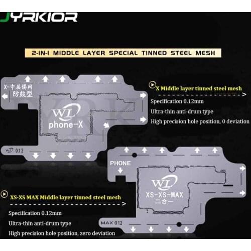 Jyrkior Mainboard Midlle Frame Plant Tin Steel Mesh BGA Reballing Stencil Template For iPhone XS XS MAX Logic Board Middle Layer