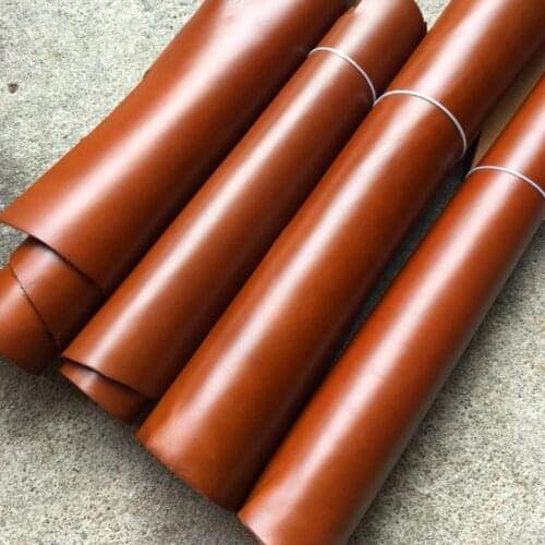 Cowhide Wax light brown vegetable tanned leather pieces vintage first layer cow skin Handmade DIY wallet bag shoes Full Grain