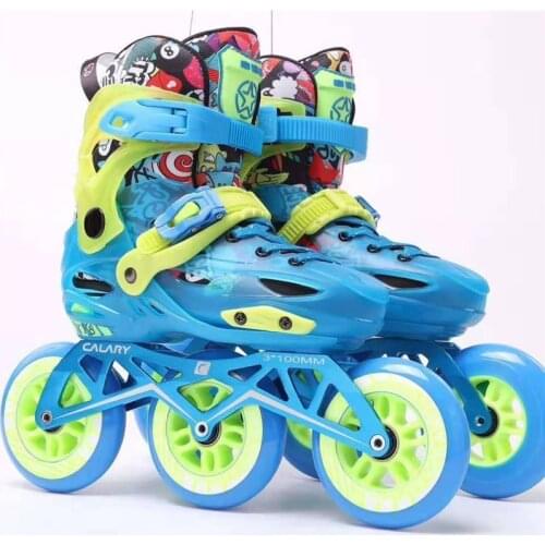 Kids 3X100mm Inline Skates Sneaker 3 Big Wheels for Skillful Children Skating Player Roller Shoes Street Fast Speed Size-Adjust