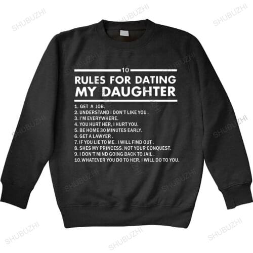 Men autumn sweatshirt black hoody 10 Rules For Dating My Daughter hoodies - Funny Fathers Day Dad Gift warm hoody