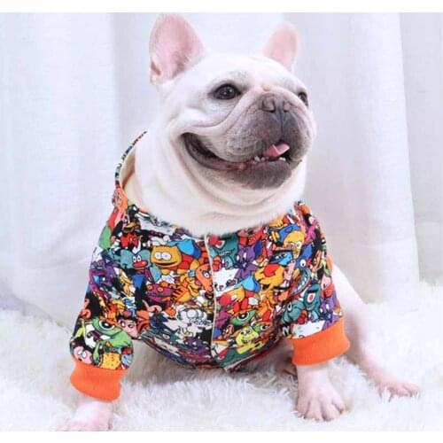 Pet clothes autumn and winter new products fat dog Pug Bulldog short fat hooded sweater dog clothes cartoon cardigan jacket