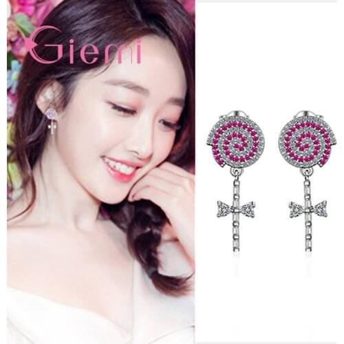 Wholesale Candy Shape Crystal Stud Earrings For Girls Partying With Clothes Accessories and CZ