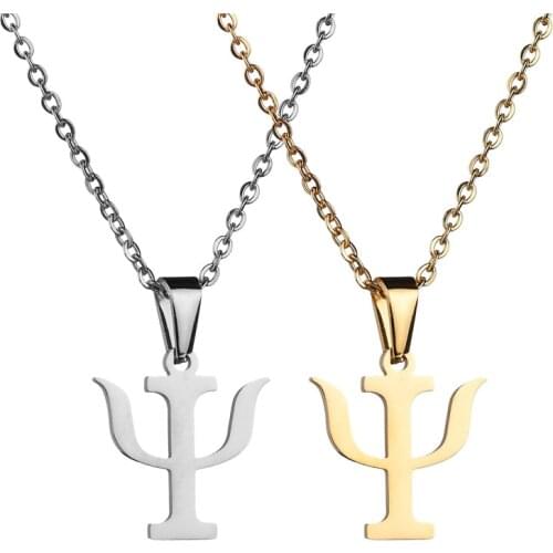 AsJerlya Balance PSI Symbol Pendant Stainless Steel Necklace Halloween Pendant Necklace For Man and Lady Woman