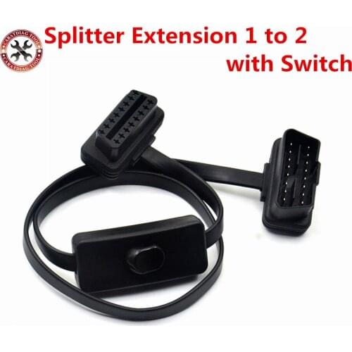 OBD 2 Splitter Extension 1 to 2 with Switch Y Cable Male Two Port To Female for ELM327 Auto Diagnostic Cable Free Shipping