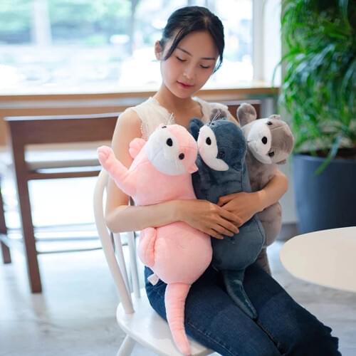 Pink&Grey Realistic Wild Animal Stuffed Doll Reallife Eurasian River Otter Plush Toy Soft Lovely Sloth Toys Cute Gift For Kids