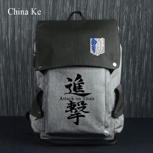 Anime Attack On Titan SAO USB Backpack Bag Zipper Messenger School Student Book Daypack Large Travel Bag