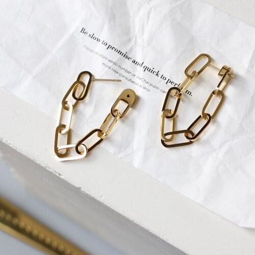CHIC street exaggerated thick chain ring hanging earrings earrings autumn and winter titanium gold does not fade
